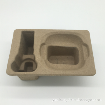 Disposable waste paper pulp molded electronics tray